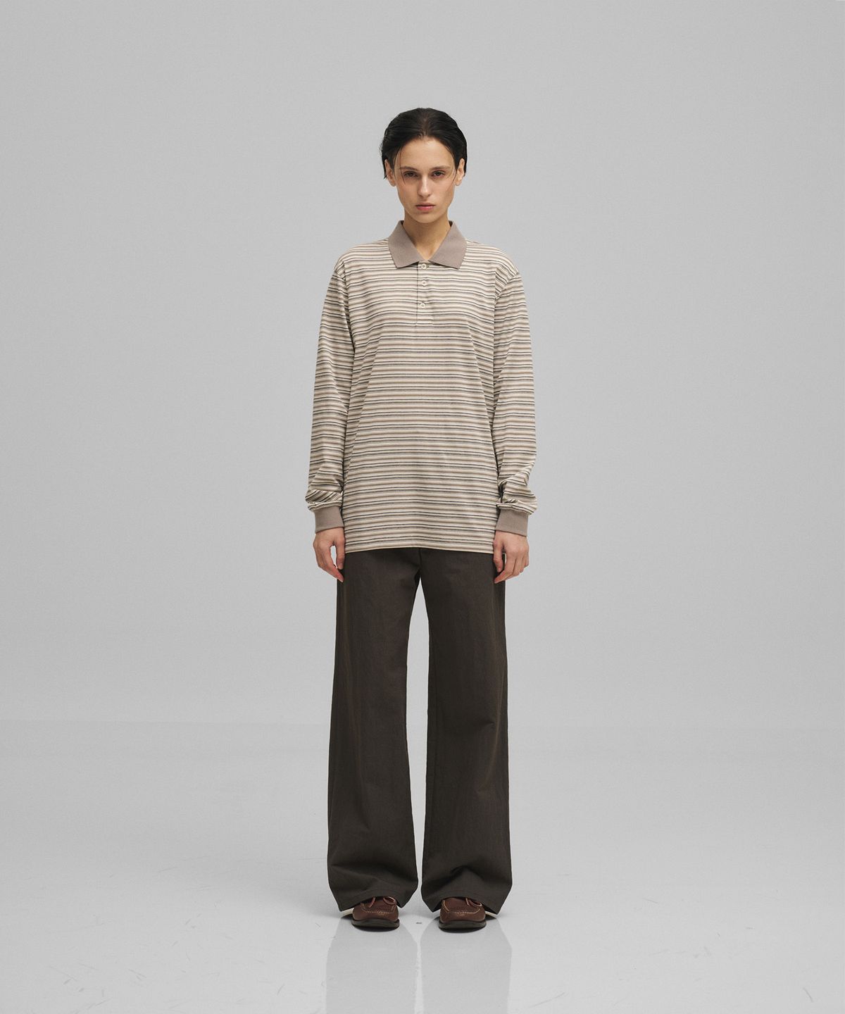 어나더오피스 우먼(ANOTHER OFFICE WOMEN) w. Brief Rugby Tee (Light Khaki)