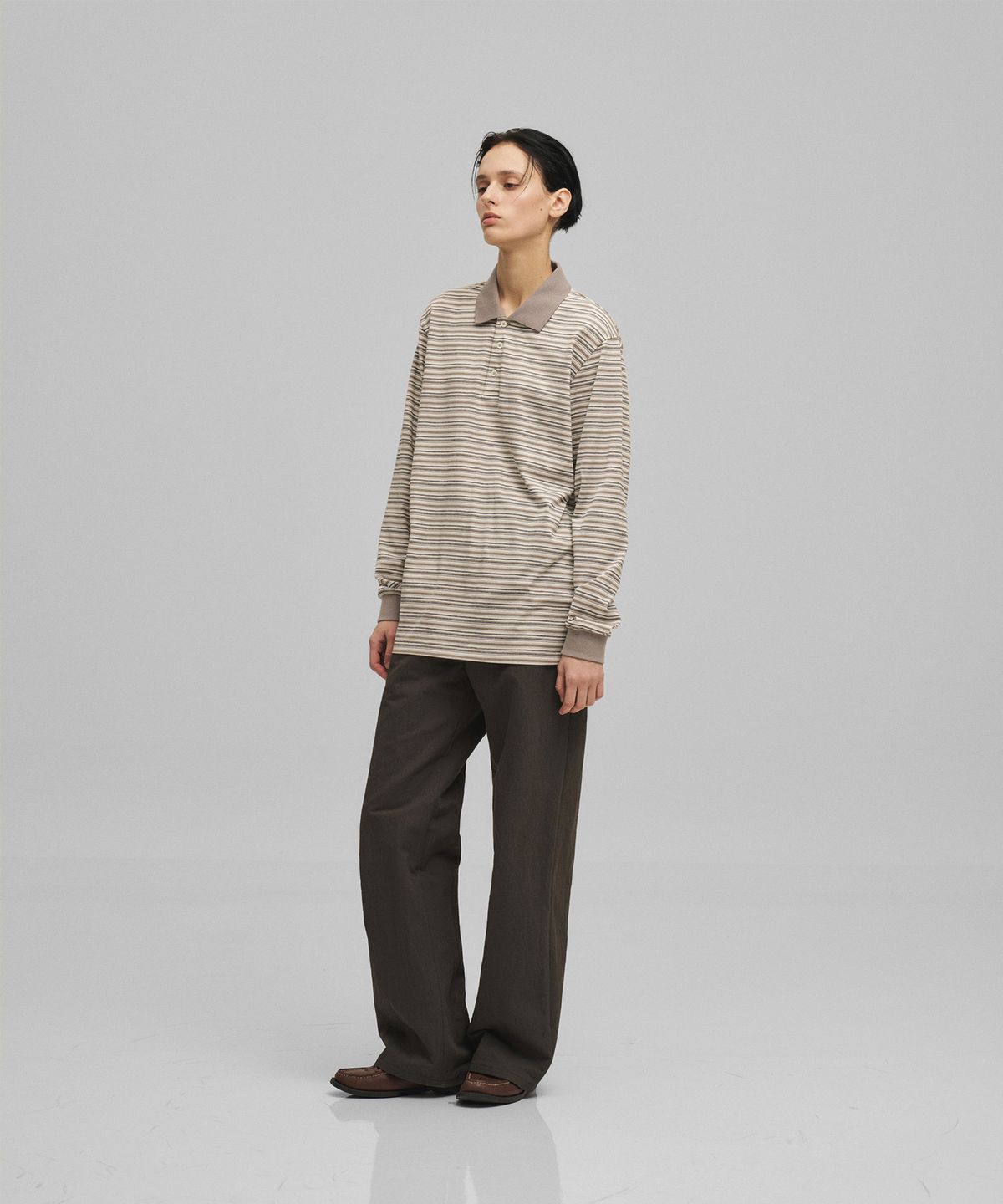 어나더오피스 우먼(ANOTHER OFFICE WOMEN) w. Brief Rugby Tee (Light Khaki)