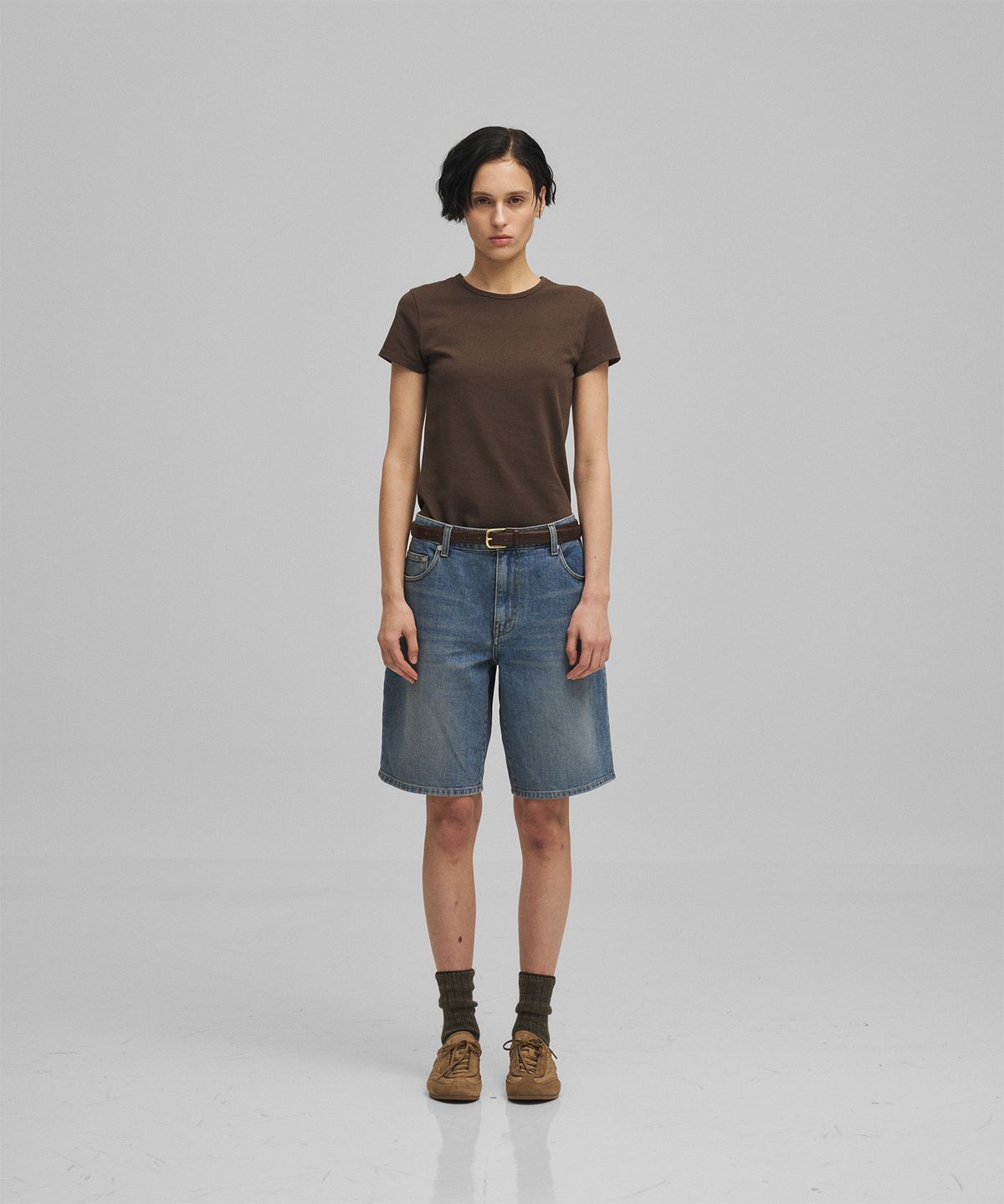 어나더오피스 우먼(ANOTHER OFFICE WOMEN) w. Stretch Slimfit Tee (Brown)