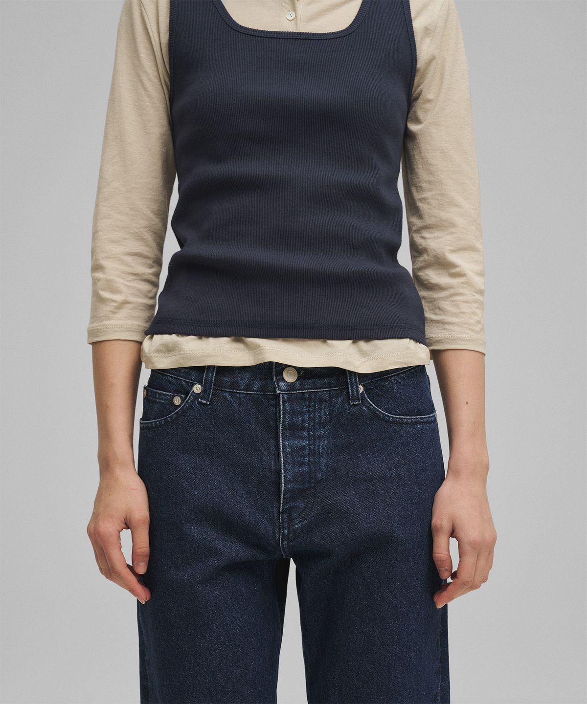 어나더오피스 우먼(ANOTHER OFFICE WOMEN) w. Scoop Neck Tank (Navy)