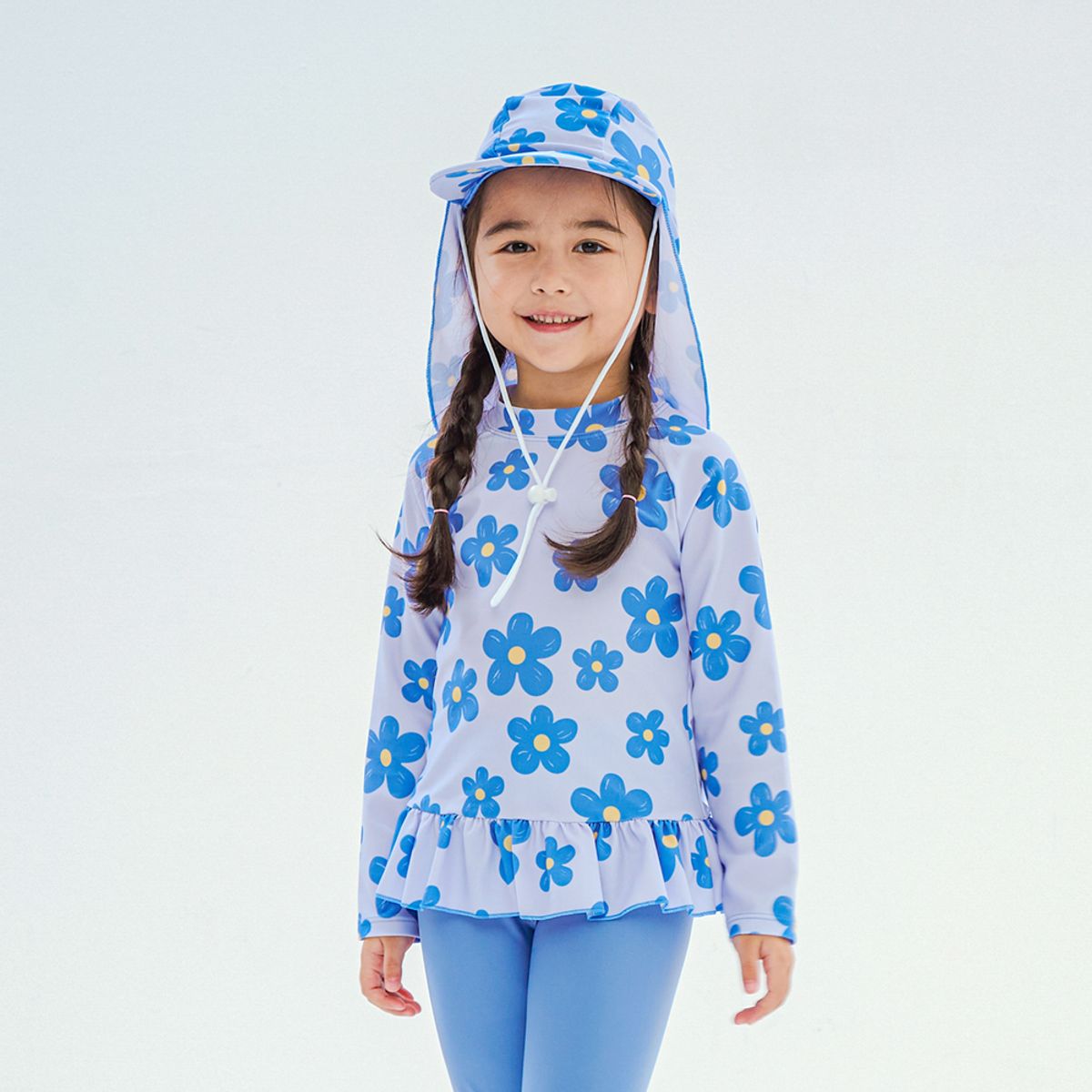 아이스샌드(ICESAND) 키즈 유아 여아동 래쉬가드 플랩캡 수영복세트 BR-355107