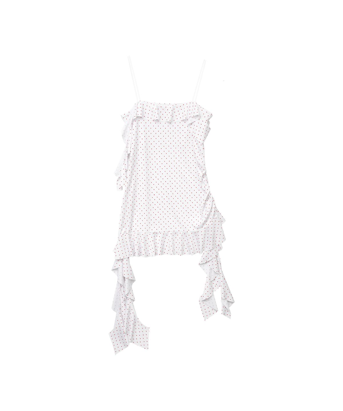일리오(ILLIO) Red dots ruffle drawstring top