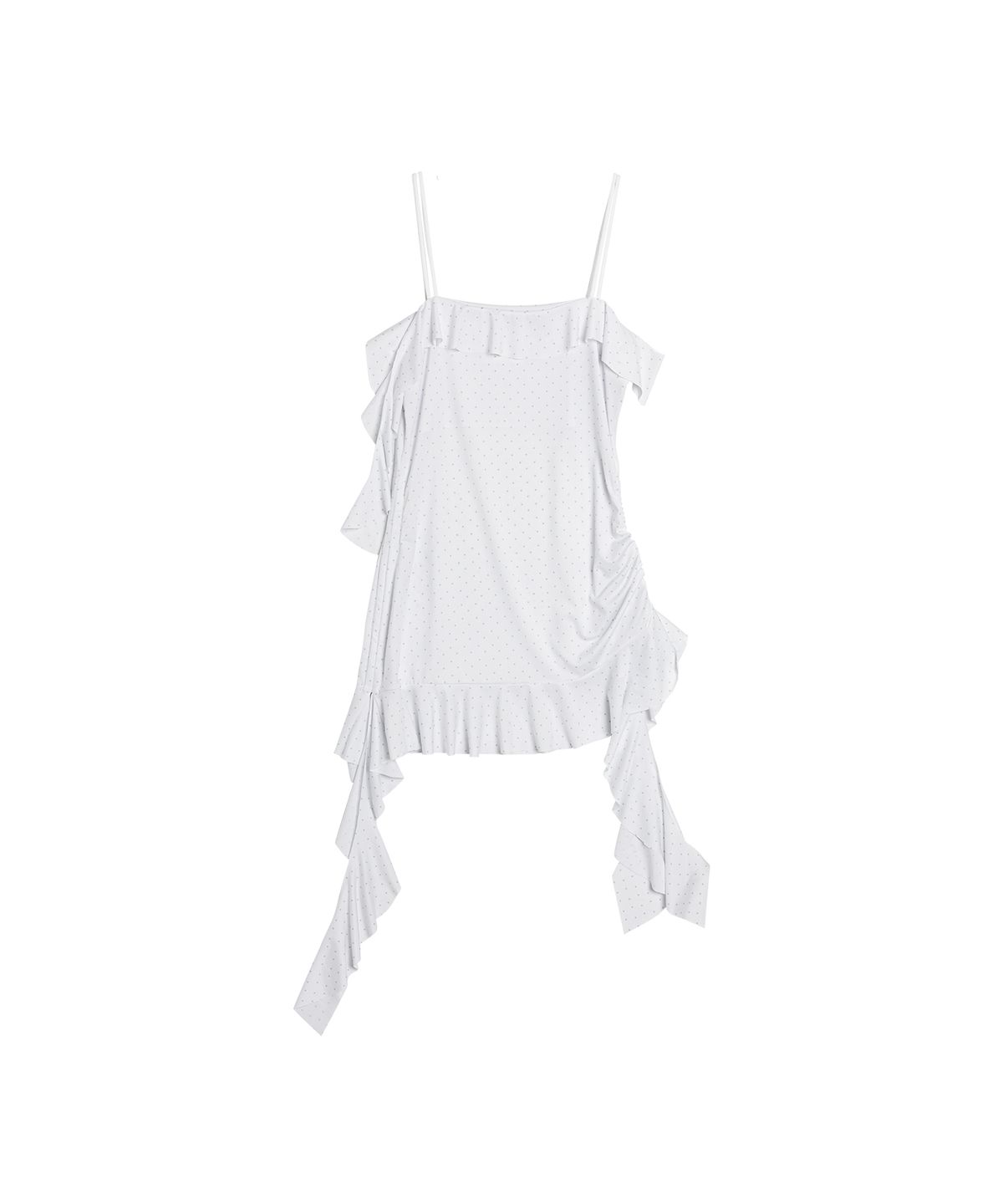 일리오(ILLIO) Blue dots ruffle drawstring top