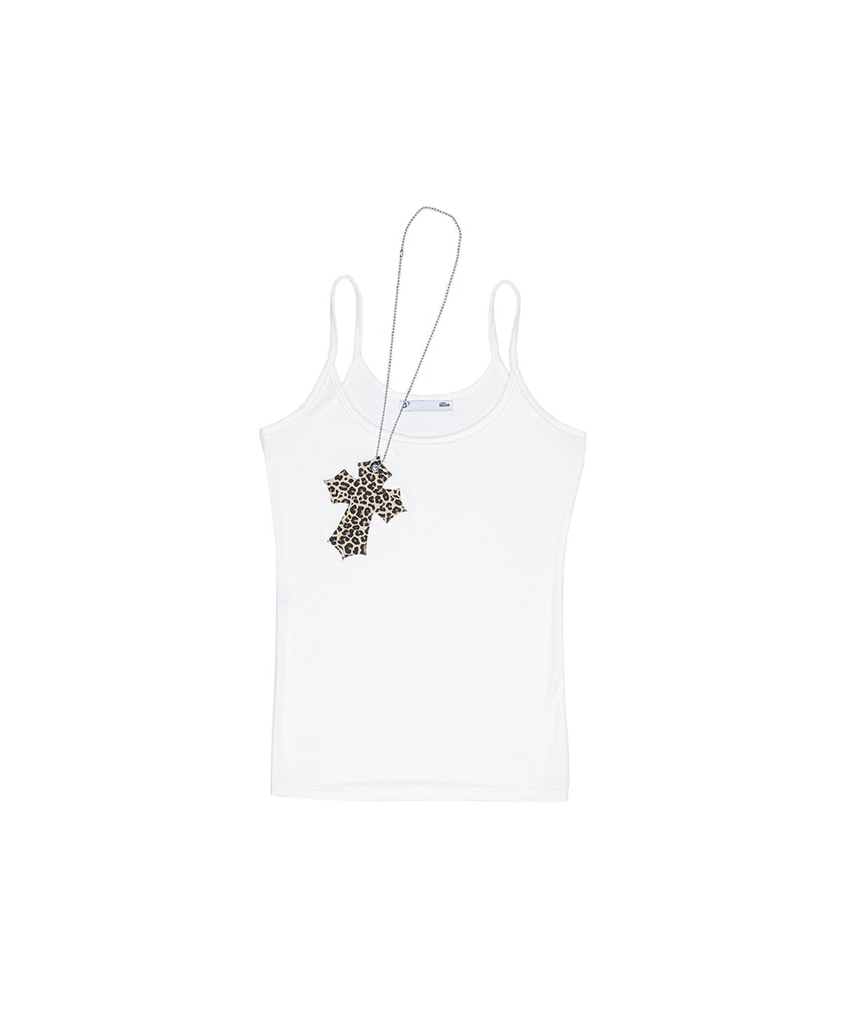 일리오(ILLIO) White leopard cross necklace sleeveless (long)