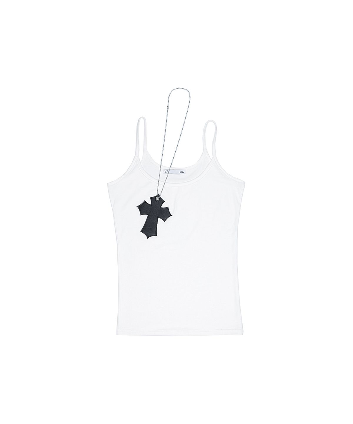 일리오(ILLIO) White faux leather cross necklace sleeveless (long)