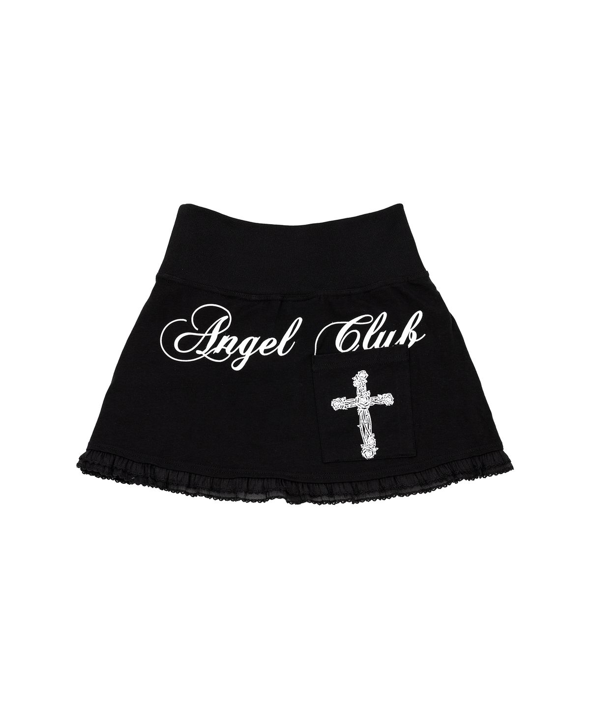 일리오(ILLIO) Black Angel lace folded waist skirt