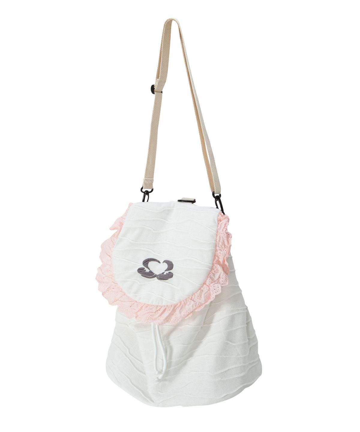 미스룰즈(MISSLULZ) Grandma s Apron String Bag White Pink