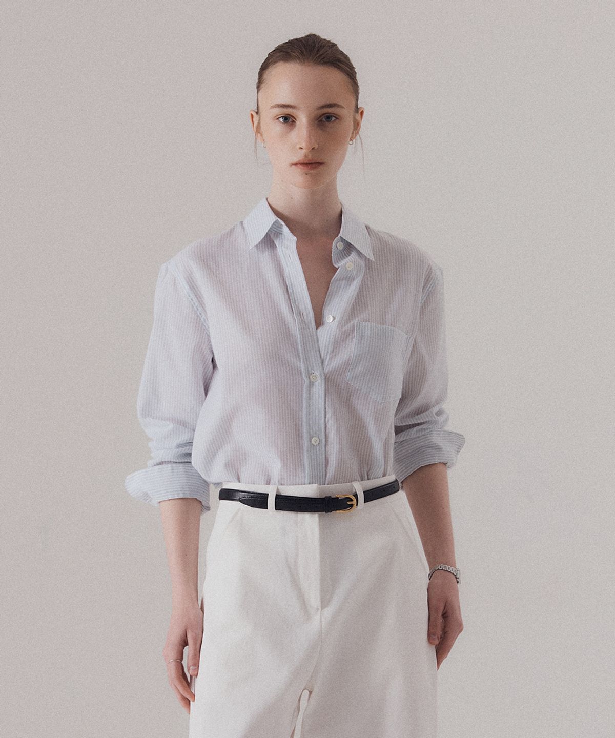 실른(SILN) Sheer cotton stripe classic shirts (MINT)