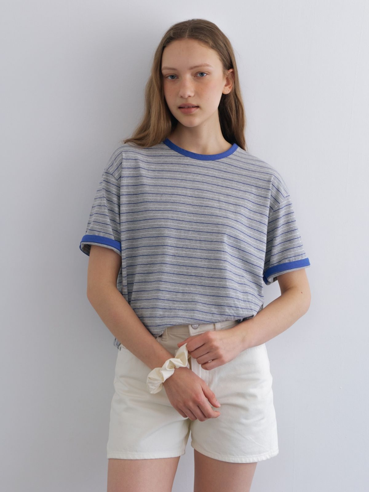 어나우트(UNNOUT) STRIPE BOXY T-SHIRT BLUE