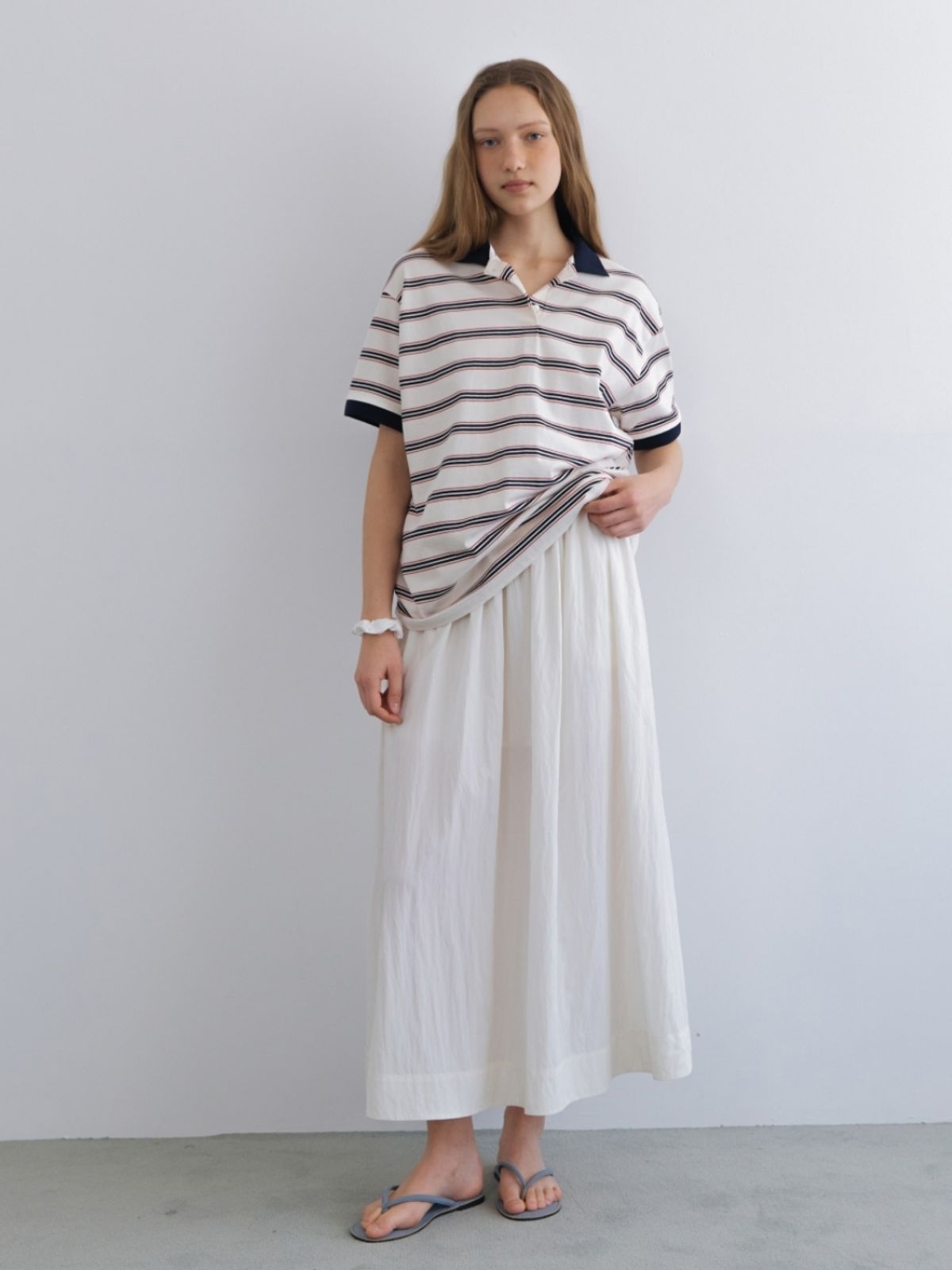 어나우트(UNNOUT) MAXI FULL SKIRT IVORY