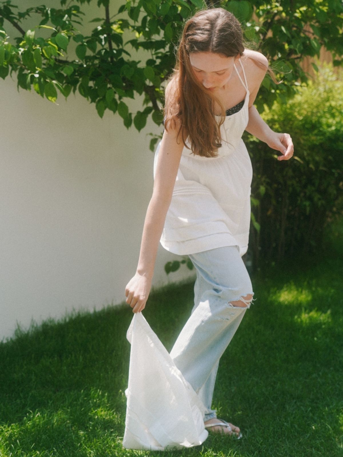 어나우트(UNNOUT) DETACHABLE COTTON MAXI DRESS IVORY