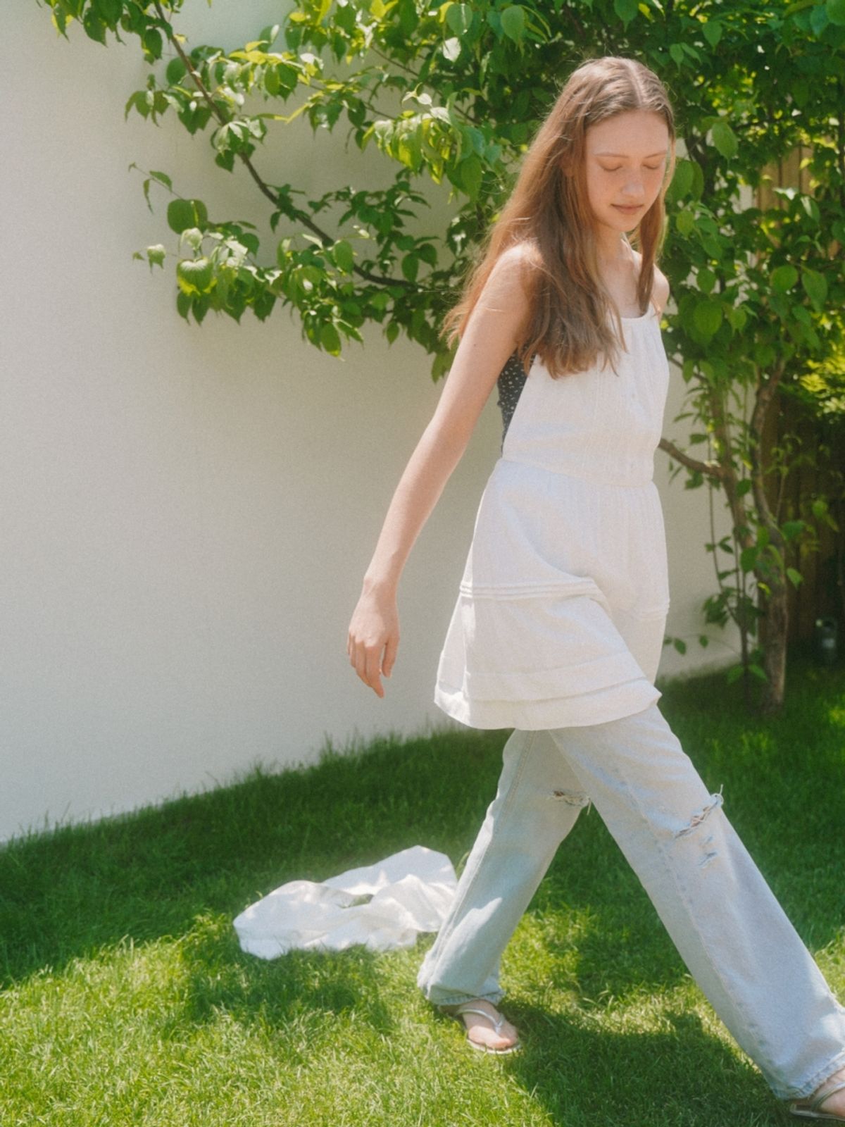 어나우트(UNNOUT) DETACHABLE COTTON MAXI DRESS IVORY