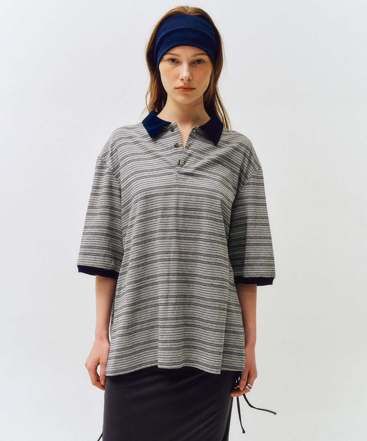 씨타(CITTA) Comfort Double Stripe Collar Polo T-shirt_CTT383(Grey)