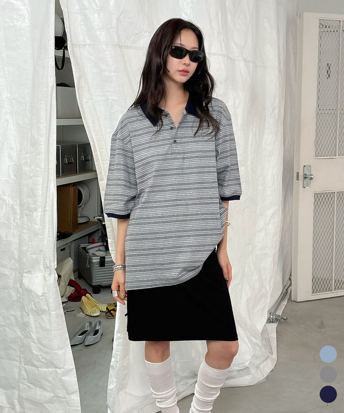 씨타(CITTA) Comfort Double Stripe Collar Polo T-shirt_CTT383(Grey)