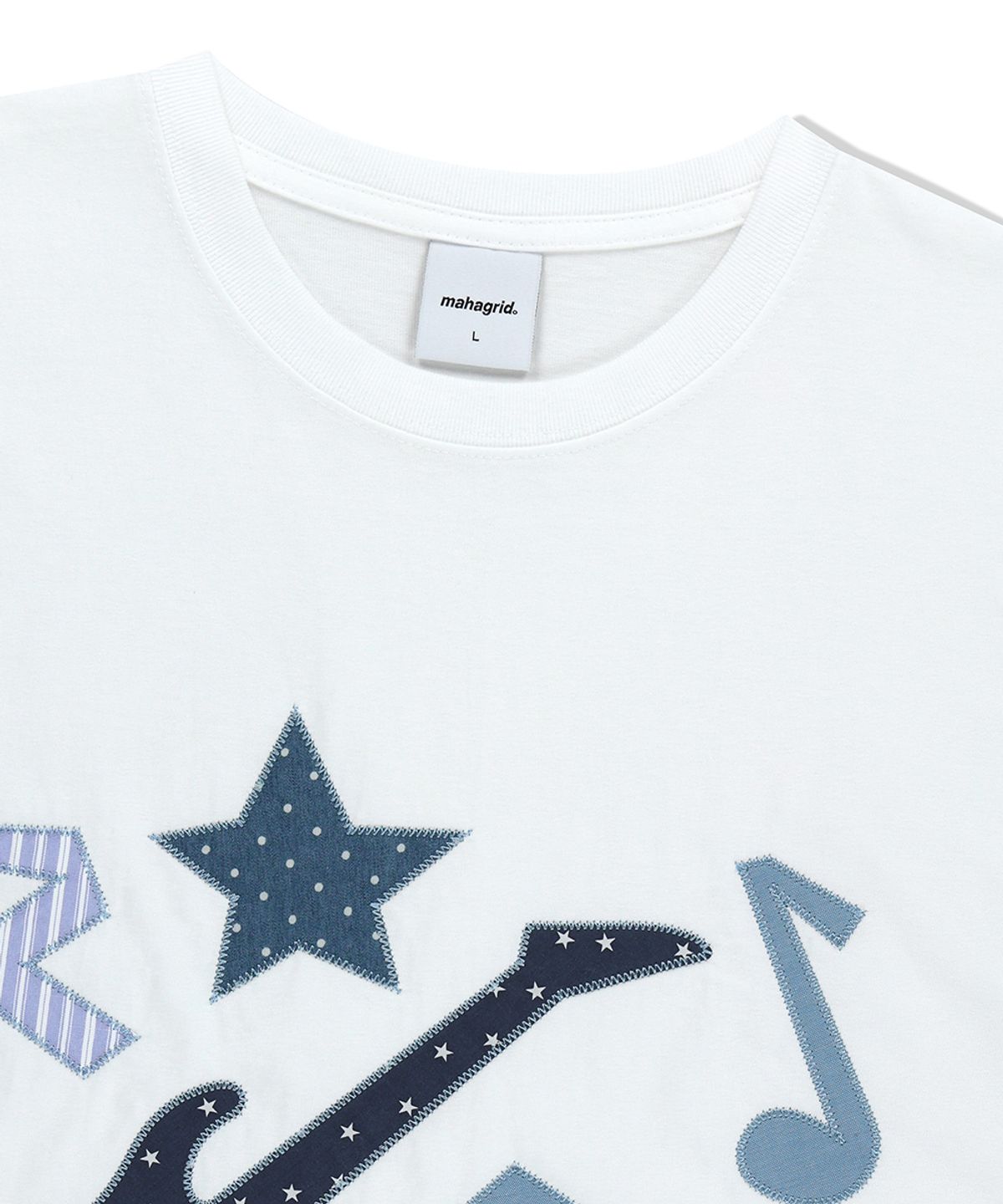 마하그리드(MAHAGRID) ROCK STAR APPLIQUE TEE WHITE(MG2FMMT546A)
