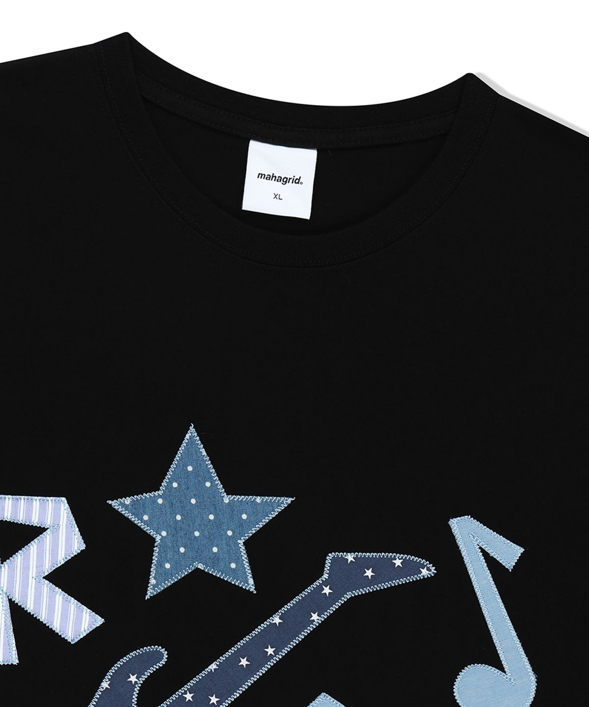 마하그리드(MAHAGRID) ROCK STAR APPLIQUE TEE BLACK(MG2FMMT546A)