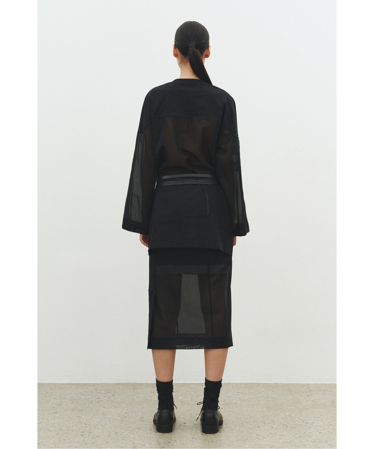 래코드(RECODE) Layered Lining Sheer Skirt_RQKAS25542BKX