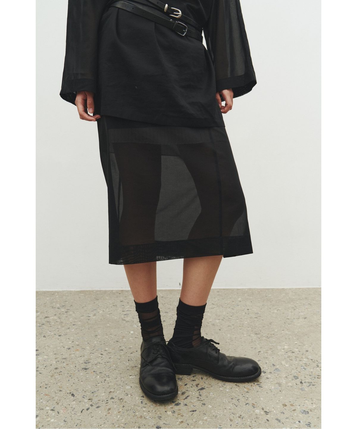 래코드(RECODE) Layered Lining Sheer Skirt_RQKAS25542BKX