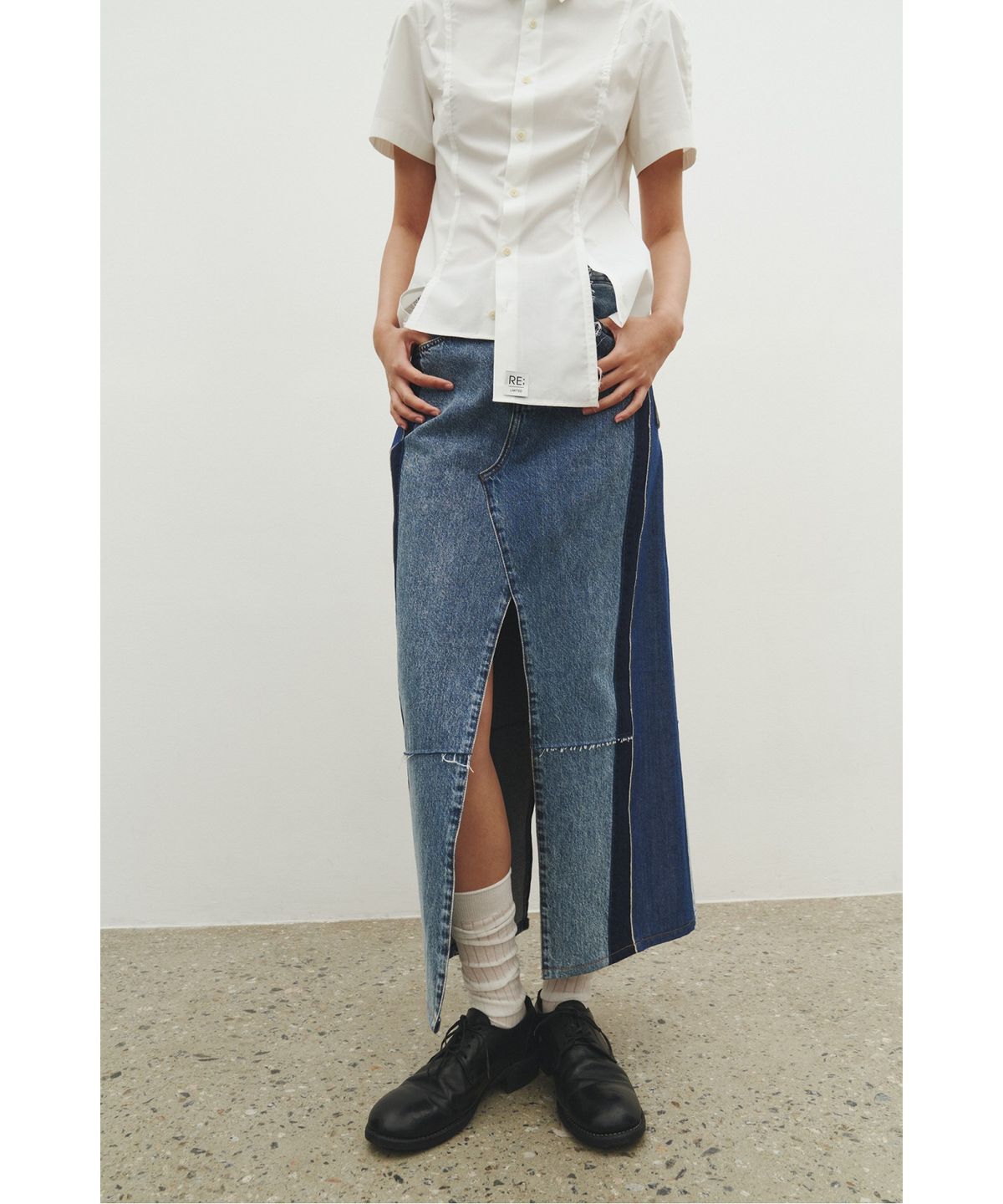 래코드(RECODE) Wide Denim Skirt_RQKAA25518BUX