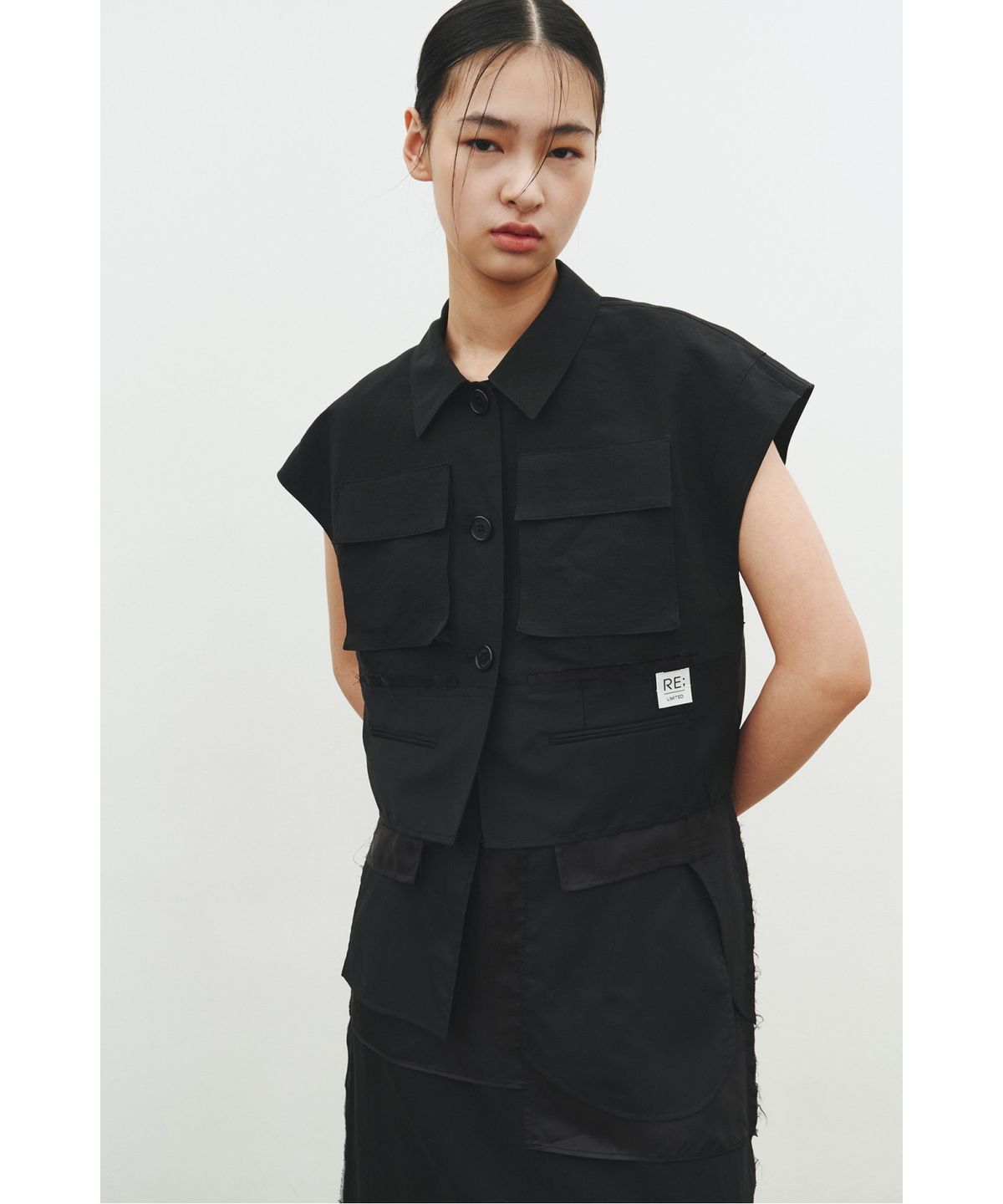 래코드(RECODE) Layered Pocket Vest_RQVAM25580BKX