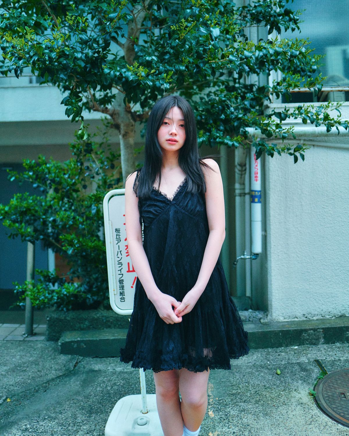 로액슈얼(LO AXUAL) LACE TRIMMING BUSTIER DRESS_BLACK