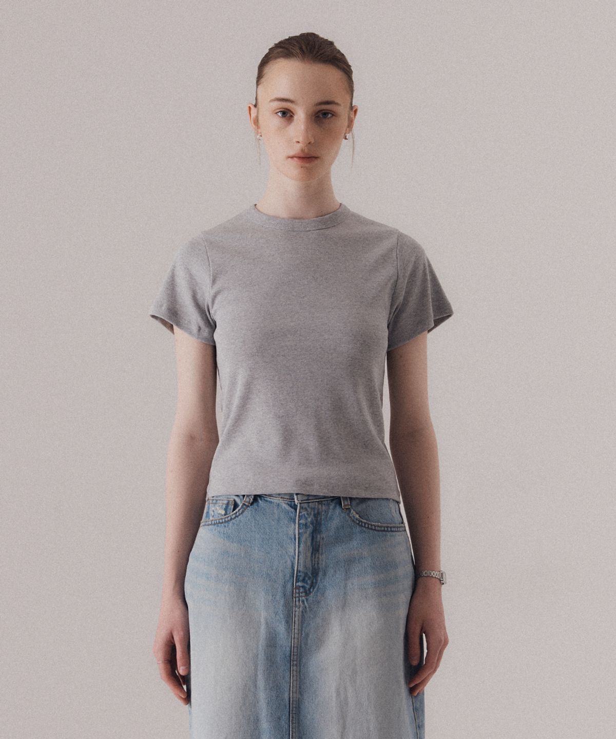 실른(SILN) Classy essential t-shirt (MELANGE GREY)