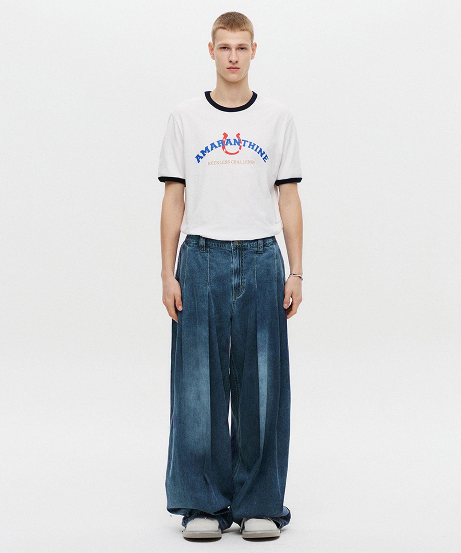 [DNSR] Freedom Silk Half Ringer T-Shirt /追跡付 MUSINSA公式 | DNSR Amaranton Silk Half Ringer T-shirt White