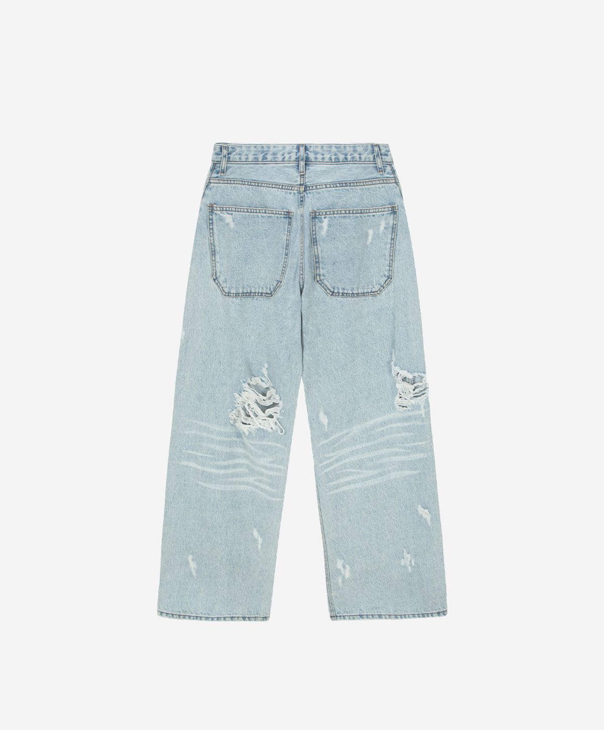 런던파퓸스 아카이브(LONDON PARFUMS ARCHIVE) HARD DAMAGE WASHED CURVED JEANS LIGHT BLUE