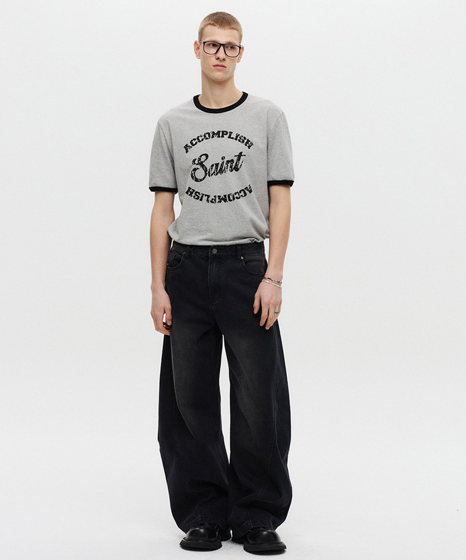 [DNSR] Saint Silket Half Ringer T-Shirt /追跡付 MUSINSA公式 | DNSR Saint Silket Half Ringer T-Shirt Black