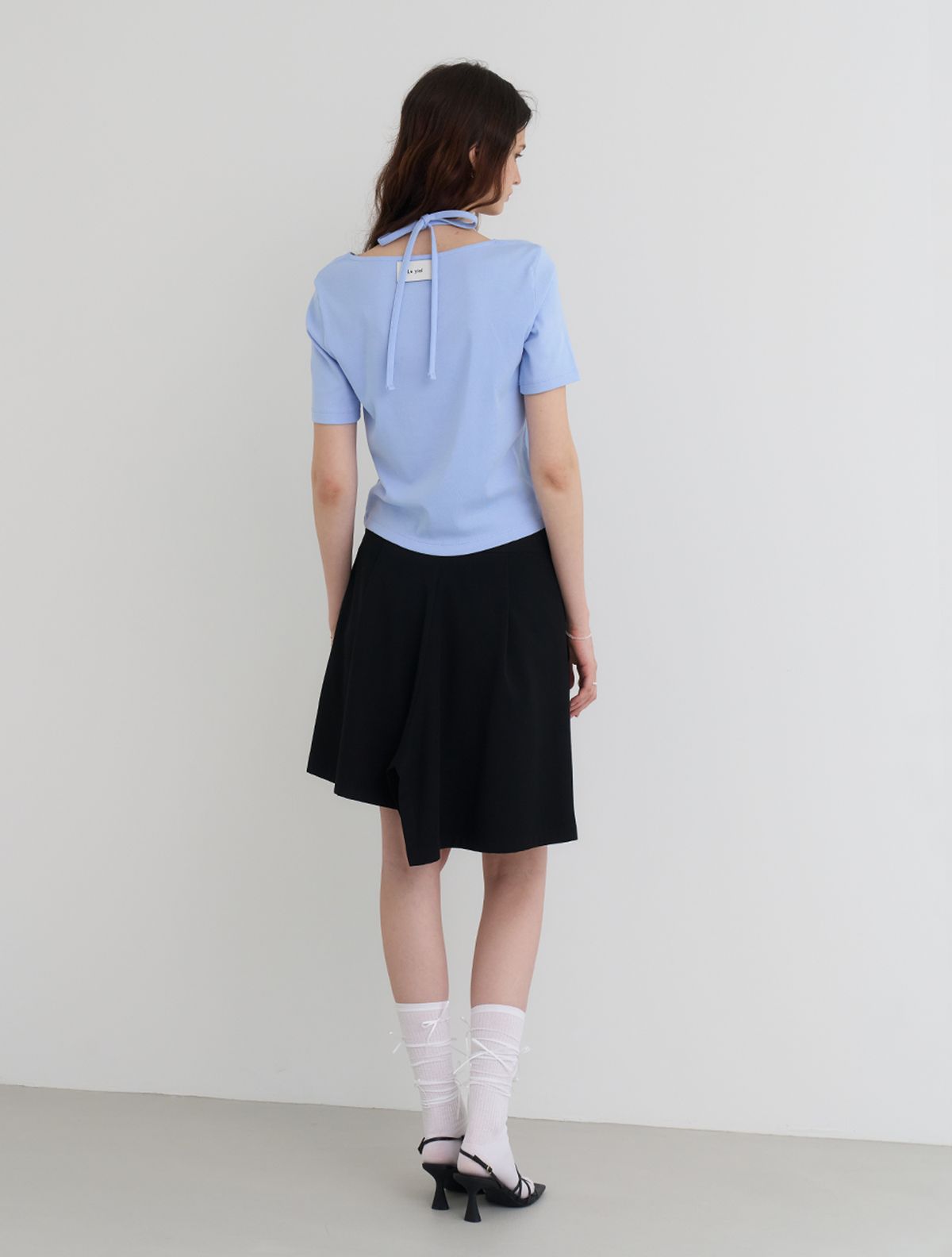 르이엘(LE YIEL) Square Neck String T-Shirt_Light Blue 스퀘어 넥 스트링 티셔츠_라이트 블루