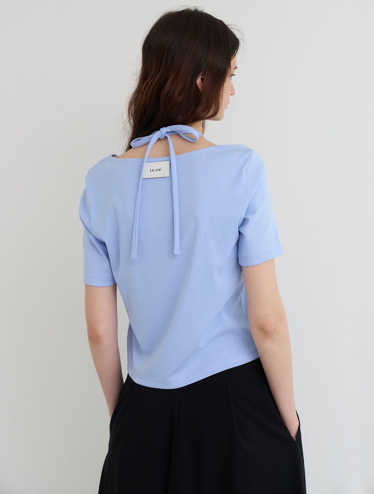 르이엘(LE YIEL) Square Neck String T-Shirt_Light Blue 스퀘어 넥 스트링 티셔츠_라이트 블루