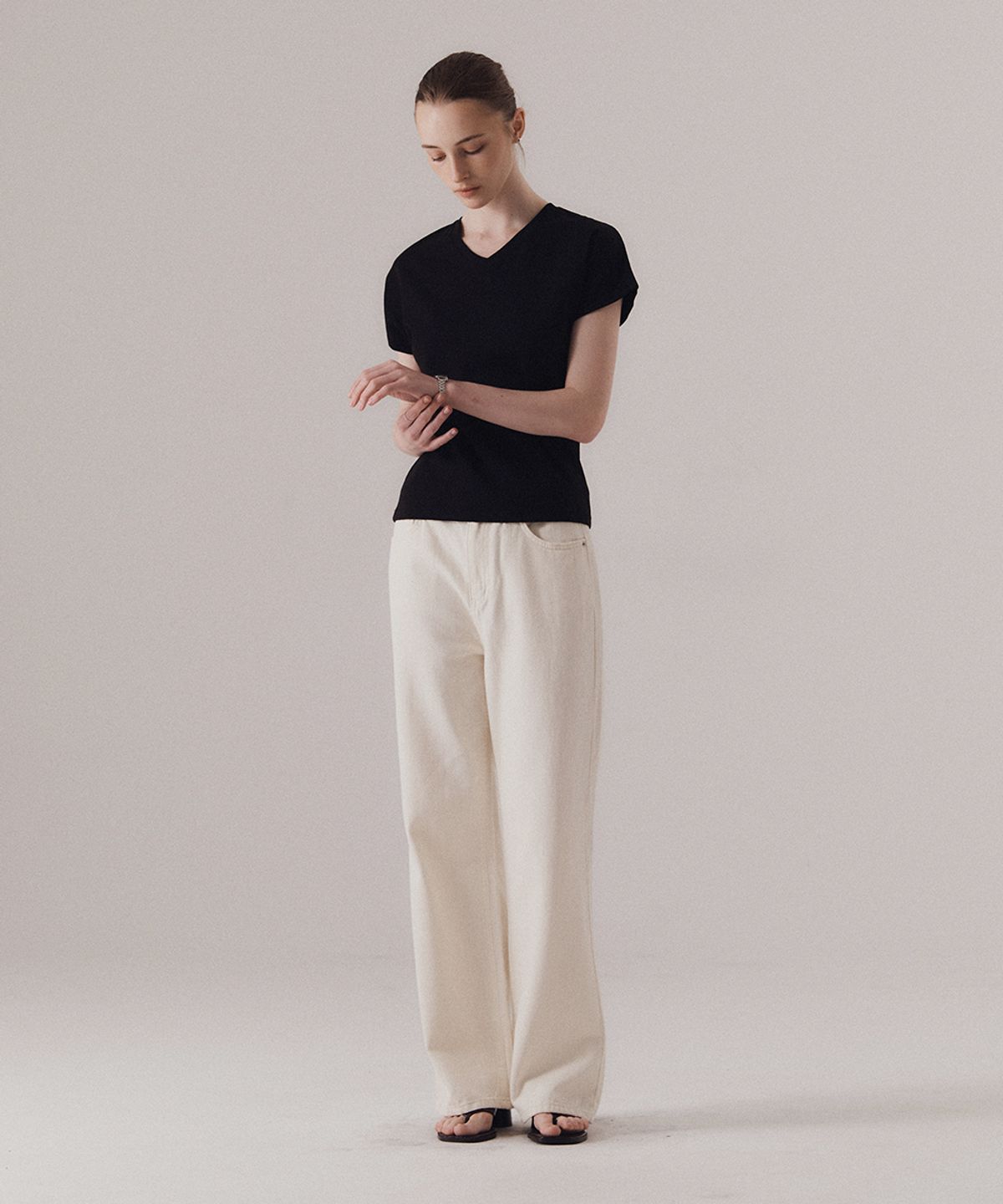 실른(SILN) Natural texture straight denim (CREAM)