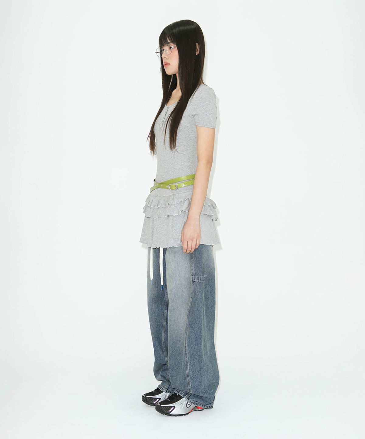 라츠유(LOTSYOU) lotsyou_Henly Neck Dress Melange Gray