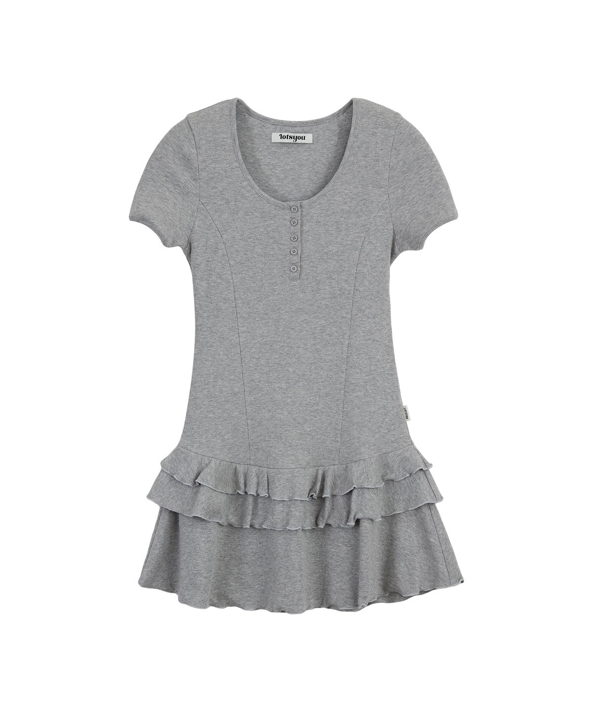 라츠유(LOTSYOU) lotsyou_Henly Neck Dress Melange Gray