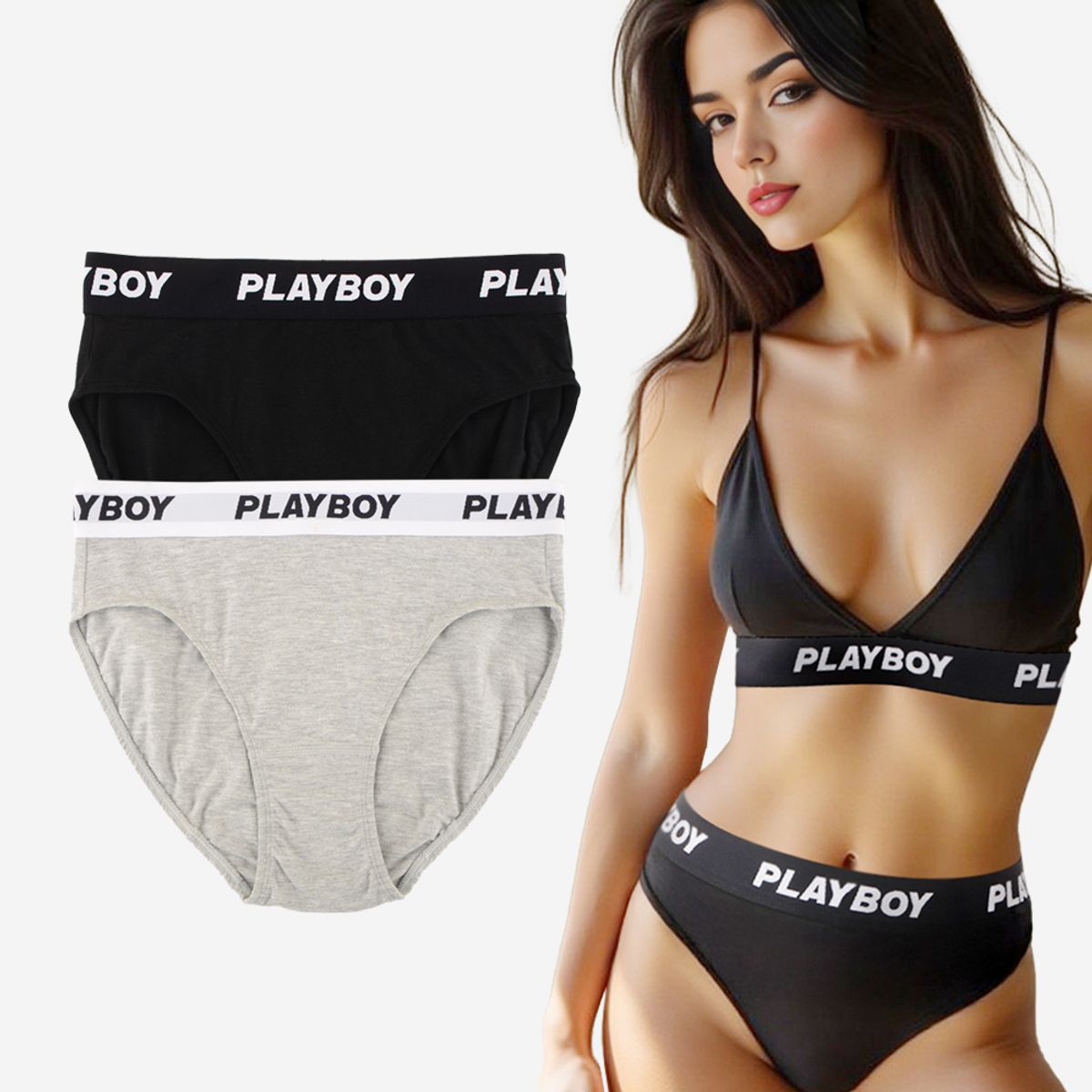 플레이보이(PLAYBOY) 로우라이즈,새깅스타일  베이직 로하이핏 삼각팬티