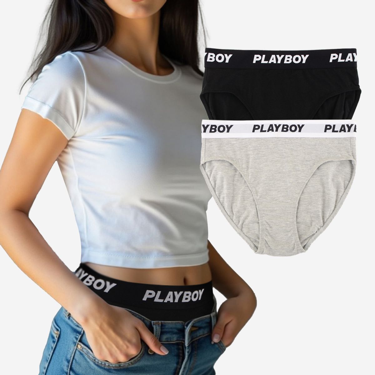 플레이보이(PLAYBOY) 로우라이즈,새깅스타일  베이직 로하이핏 삼각팬티