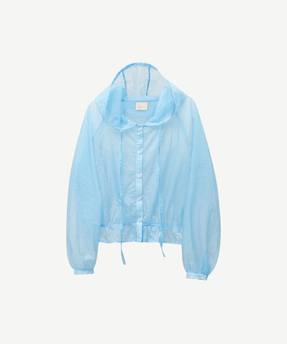 로시로우(LOSSYROW) Sheer Hood Blouse Skyblue