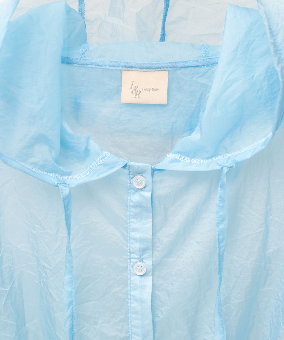 로시로우(LOSSYROW) Sheer Hood Blouse Skyblue