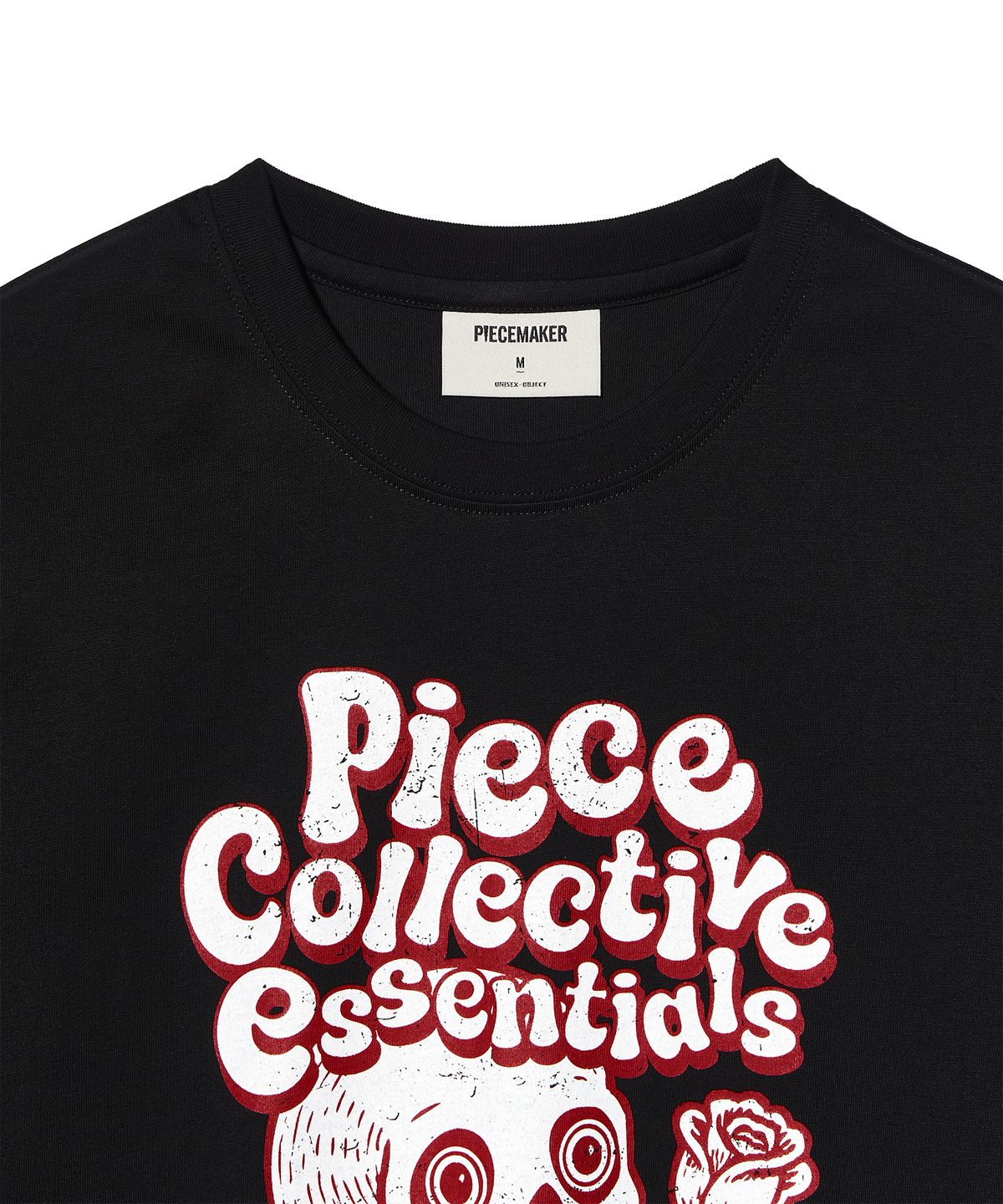 피스메이커(PIECE MAKER) VINTAGE ROSE N SKULL TEE (BLACK)
