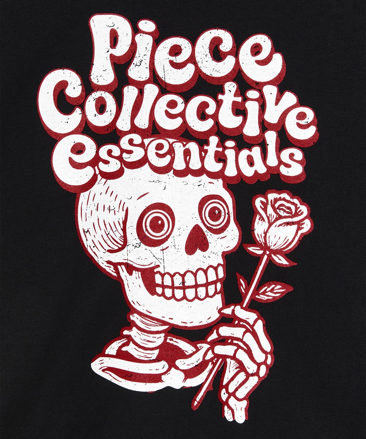 피스메이커(PIECE MAKER) VINTAGE ROSE N SKULL TEE (BLACK)
