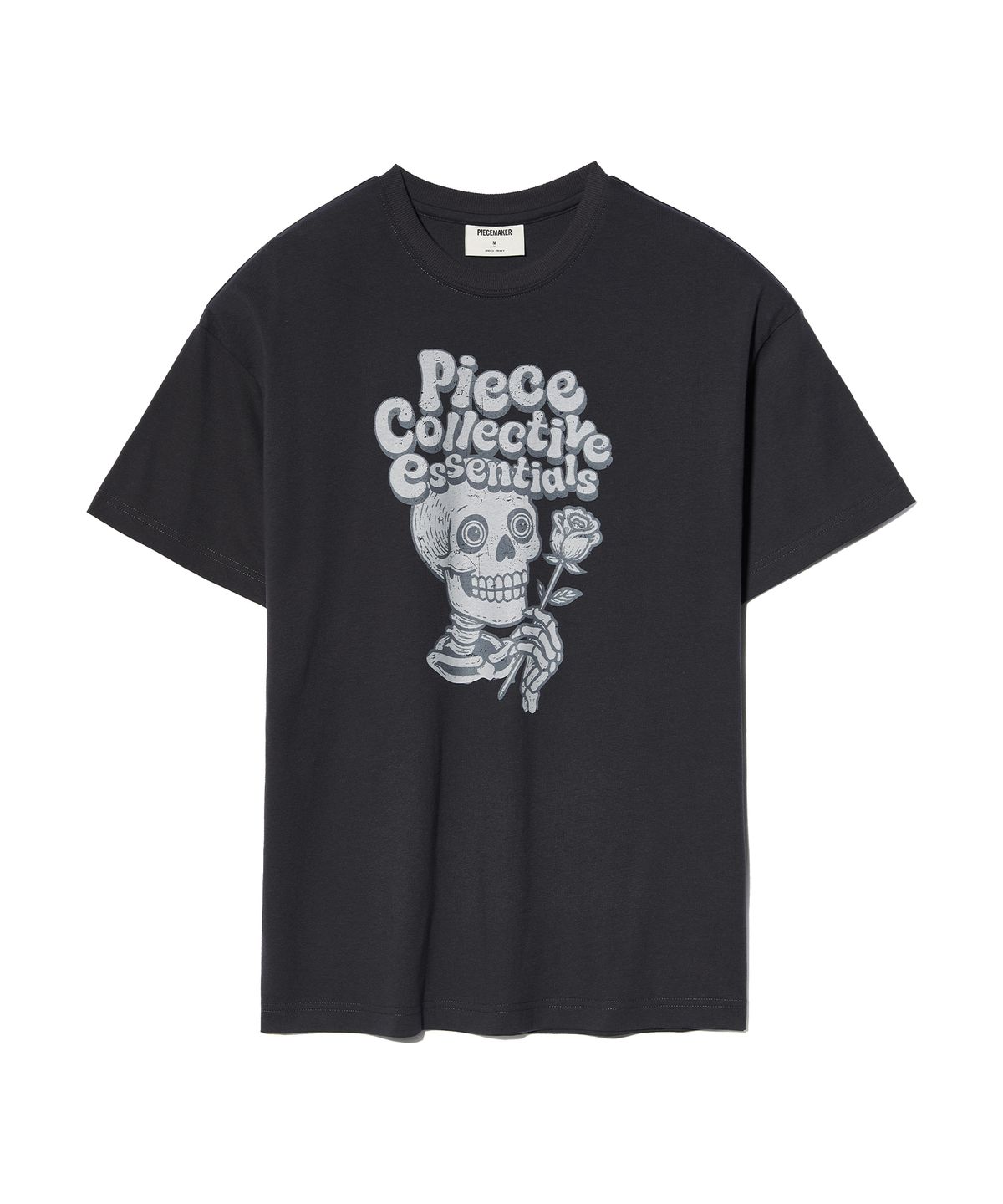 피스메이커(PIECE MAKER) VINTAGE ROSE N SKULL TEE (CHARCOAL)