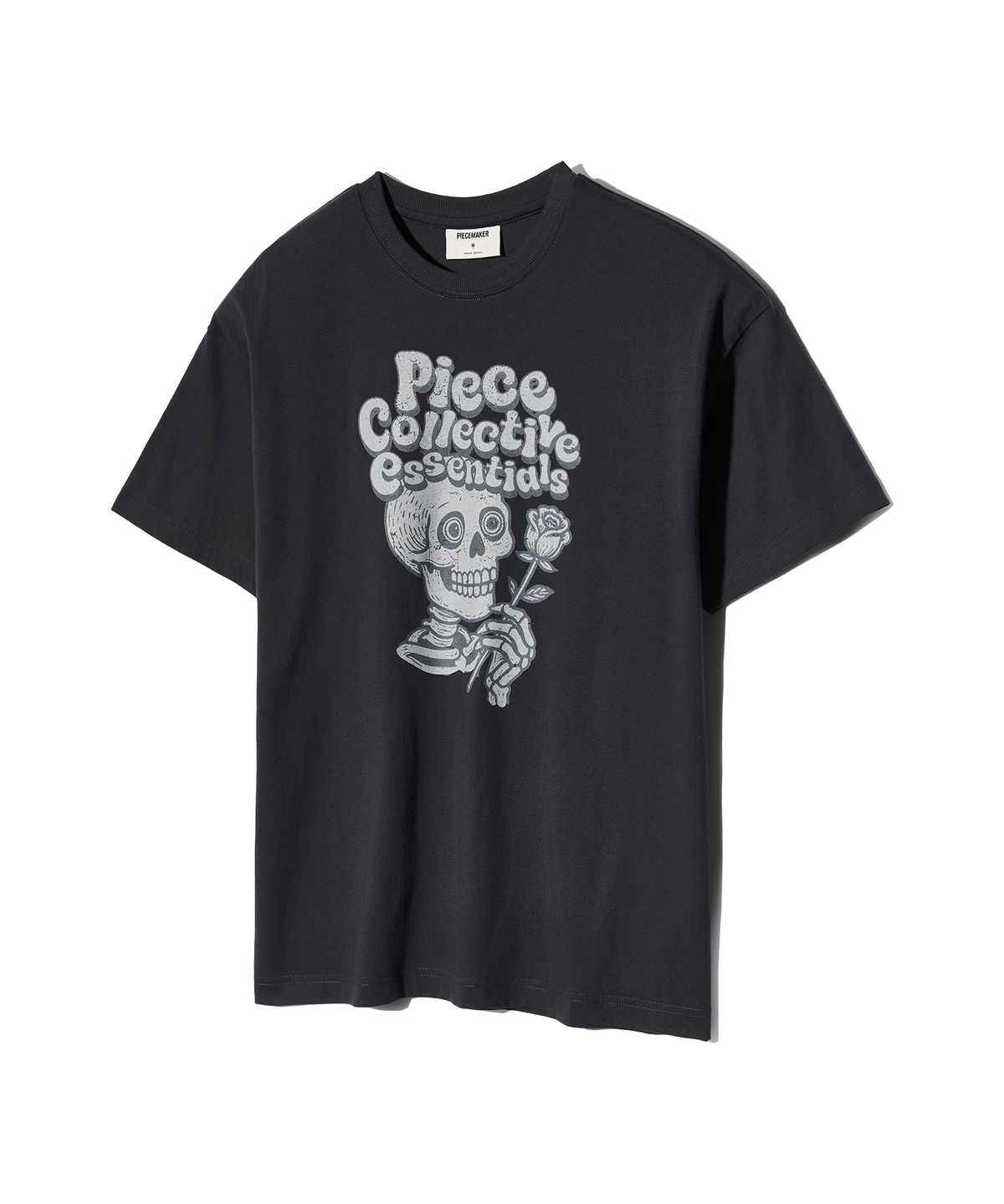 피스메이커(PIECE MAKER) VINTAGE ROSE N SKULL TEE (CHARCOAL)