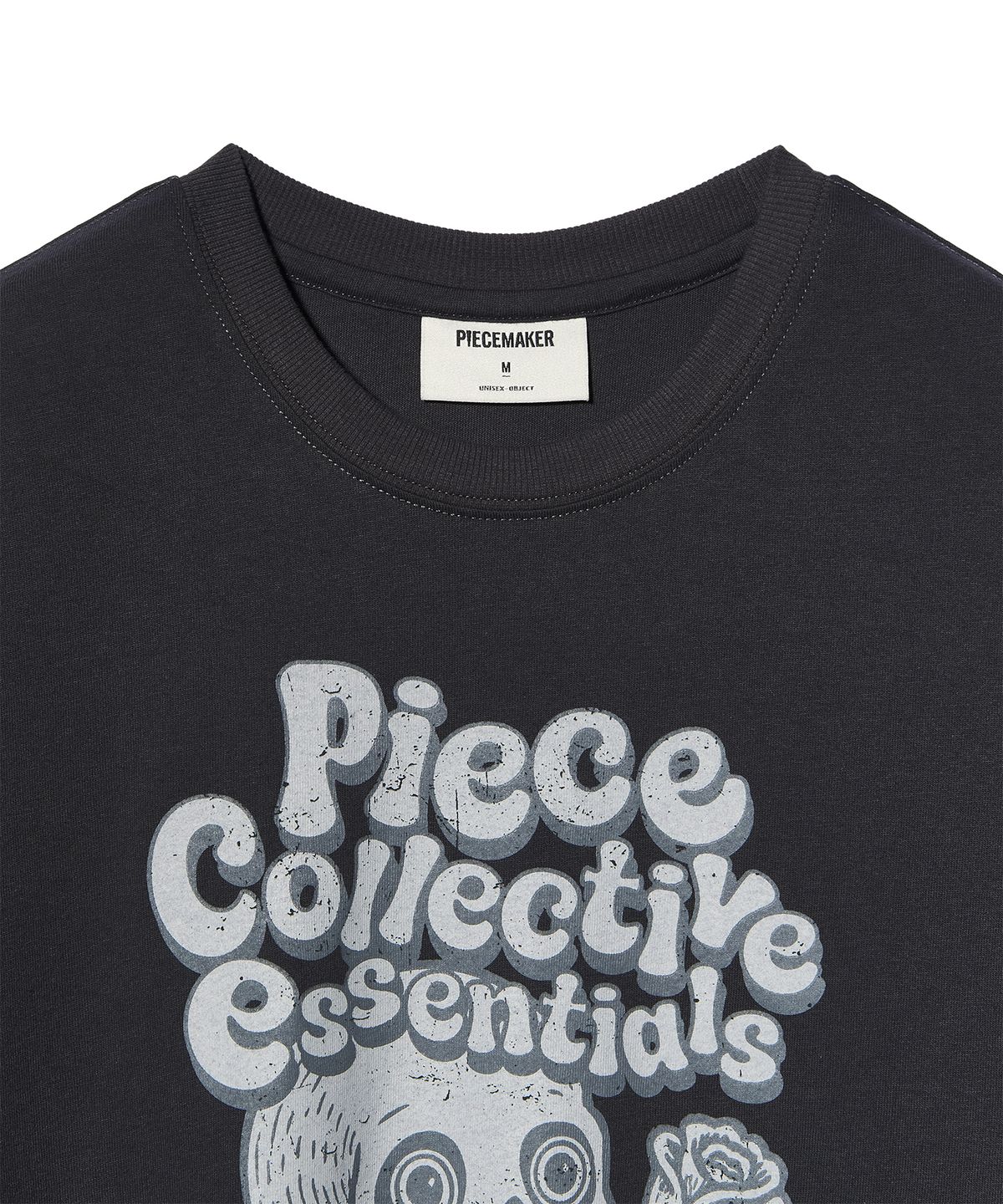 피스메이커(PIECE MAKER) VINTAGE ROSE N SKULL TEE (CHARCOAL)