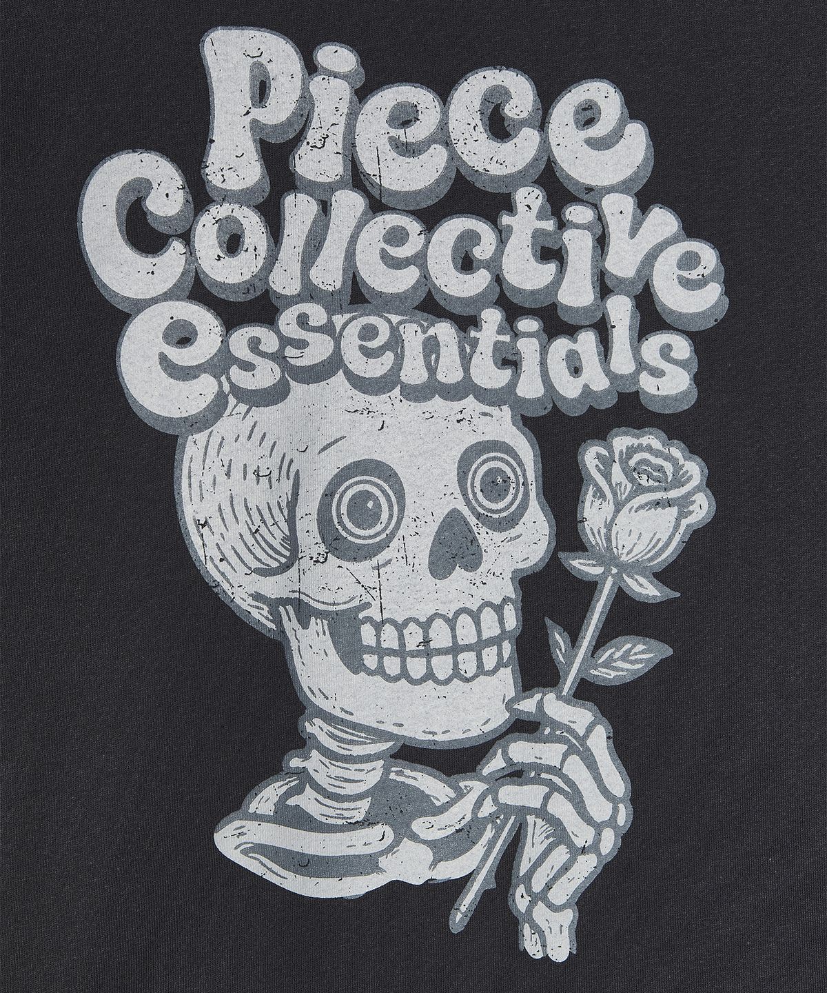 피스메이커(PIECE MAKER) VINTAGE ROSE N SKULL TEE (CHARCOAL)