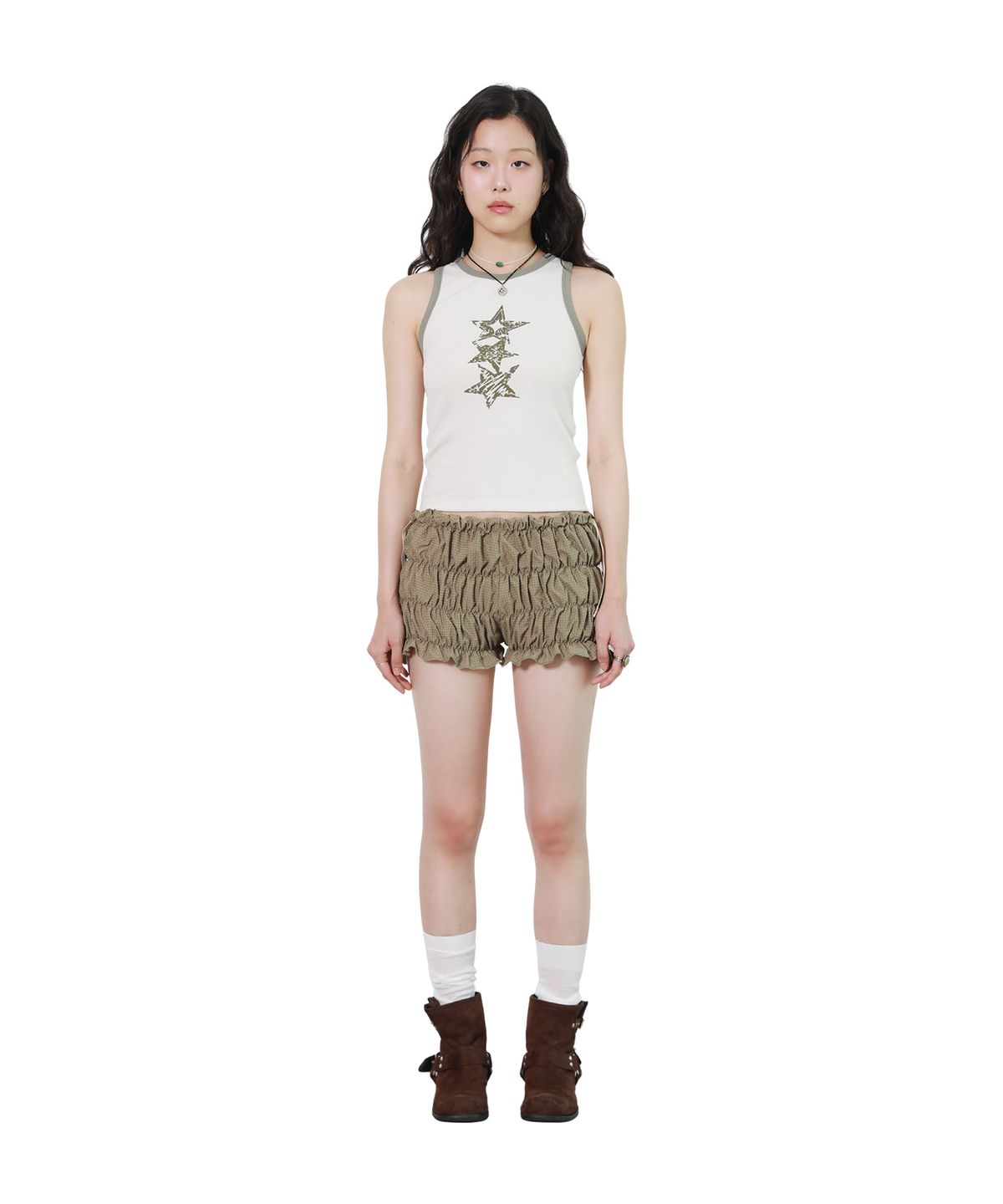 피스메이커(PIECE MAKER) VINTAGE STAR SLEEVELESS TANK TOP (BLACK)