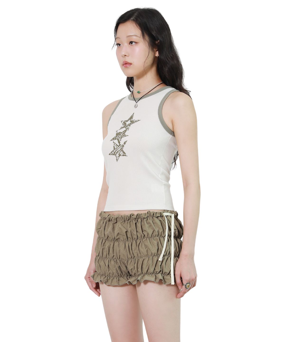 피스메이커(PIECE MAKER) VINTAGE STAR SLEEVELESS TANK TOP (CREAM)