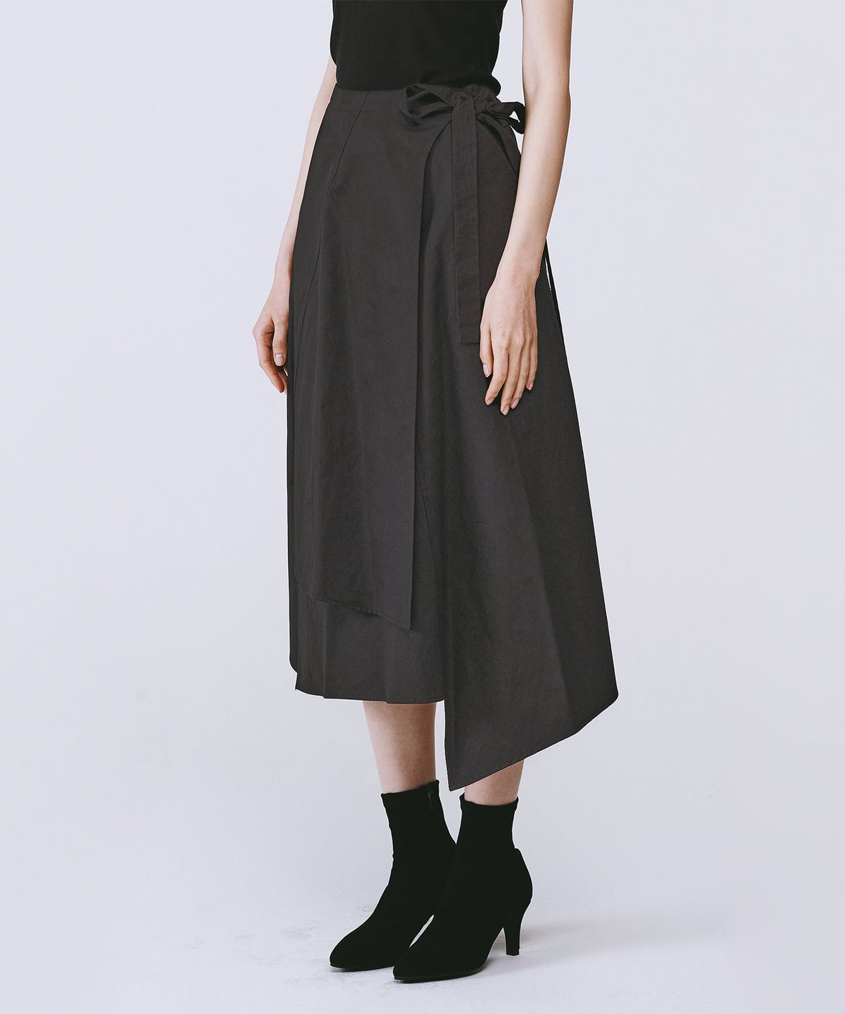 모노포비아(MONOPHOBIA) ASM COTTON WRAP SKIRT GREY 코튼 랩 스커트 그레이