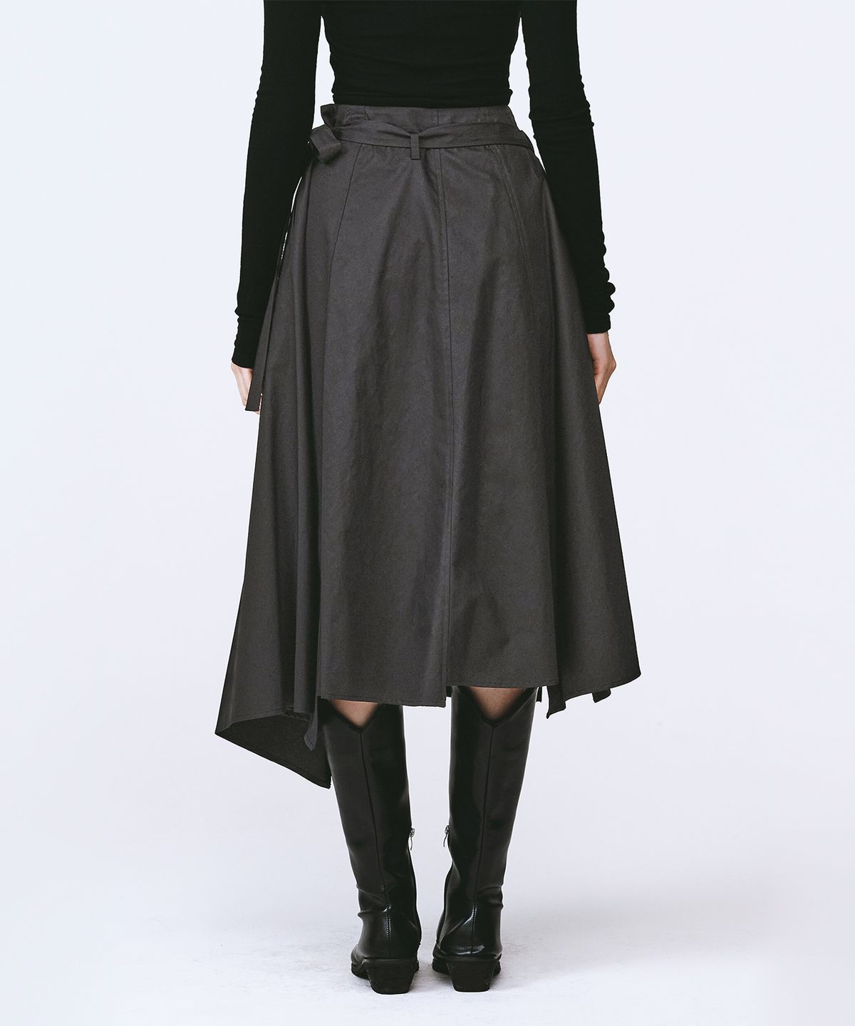 모노포비아(MONOPHOBIA) ASM COTTON WRAP SKIRT GREY 코튼 랩 스커트 그레이
