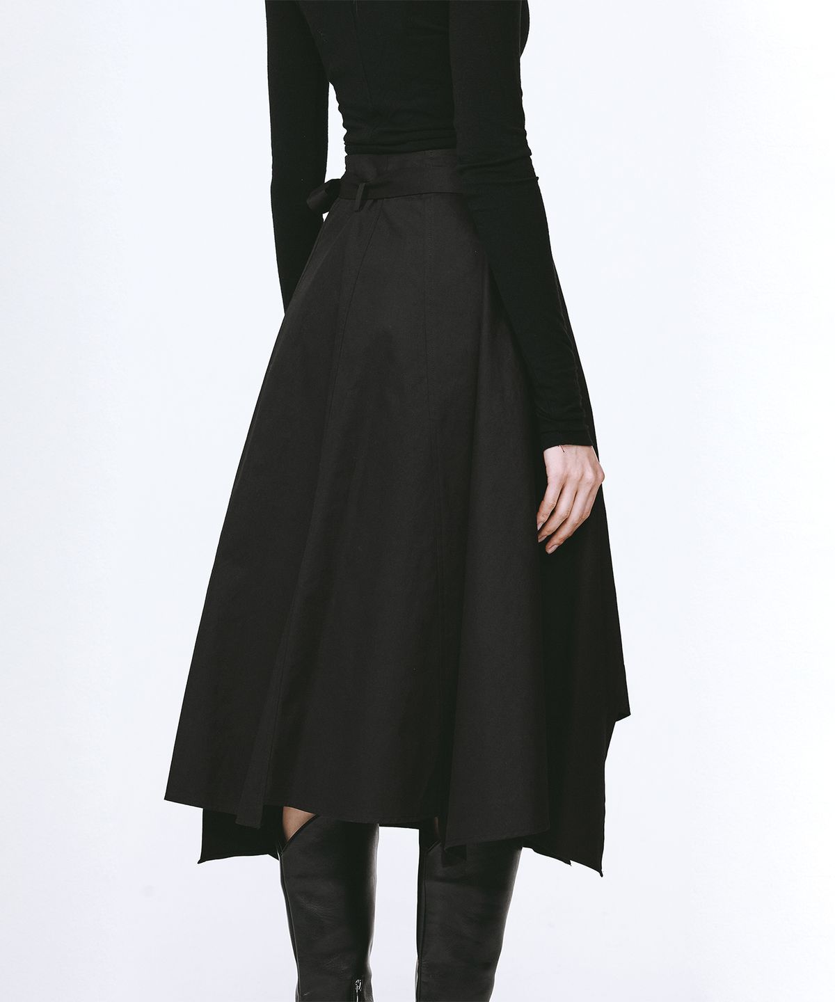 모노포비아(MONOPHOBIA) ASM COTTON WRAP SKIRT BLACK 코튼 랩 스커트 블랙
