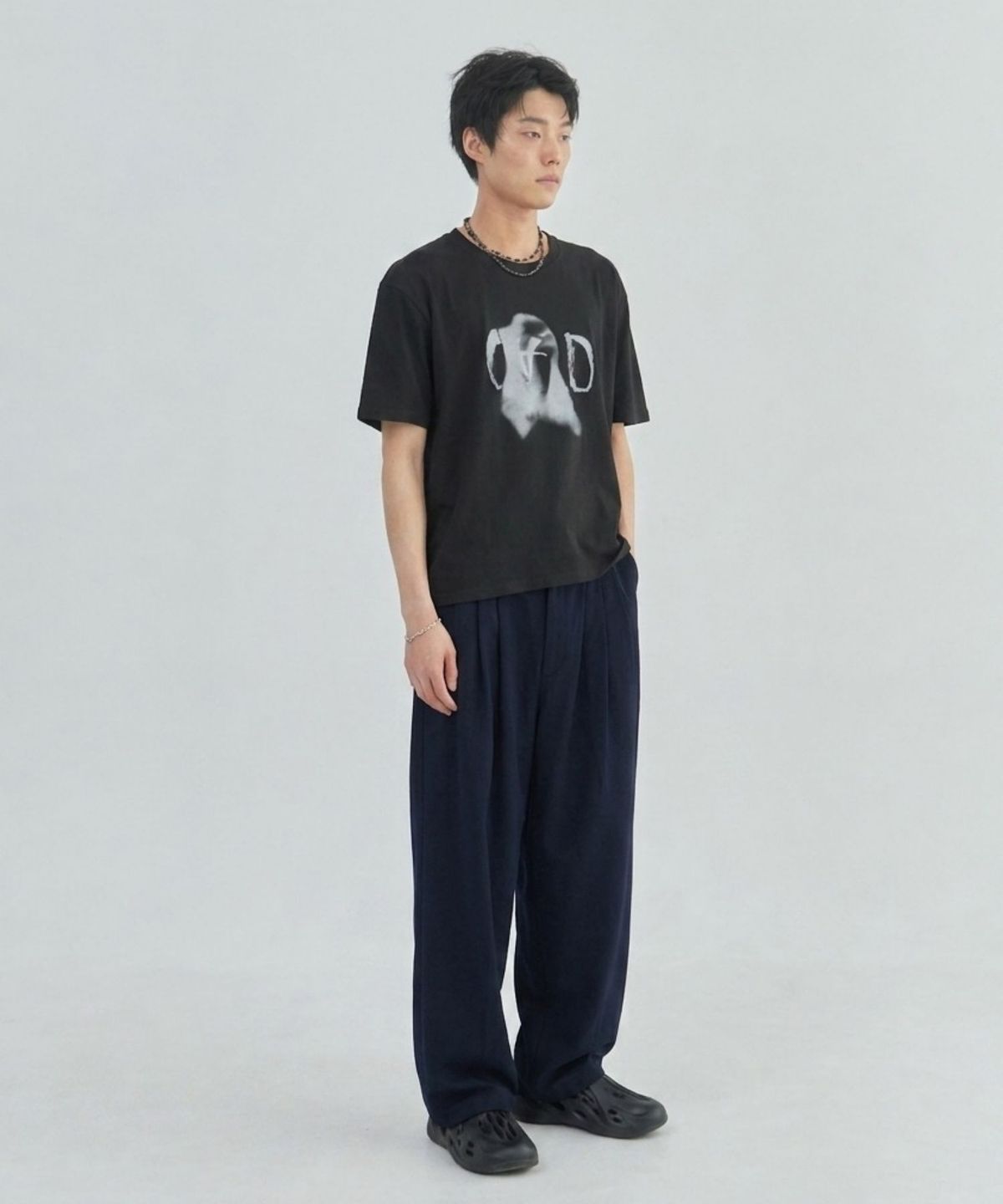 라드에디션(LAD EDITION) 드래프트 스트링 와이드 팬츠_네이비